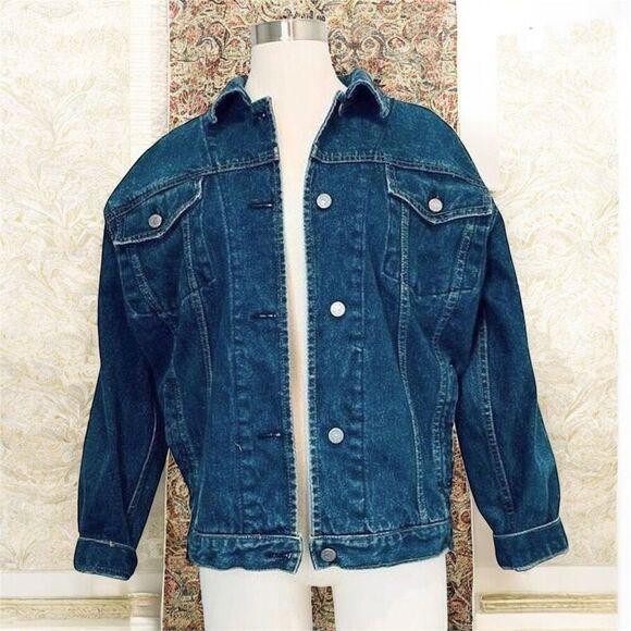 Vintage Rock Creek Jean Denim Jacket Dark Wash Oversized Small - Picture 1 of 7